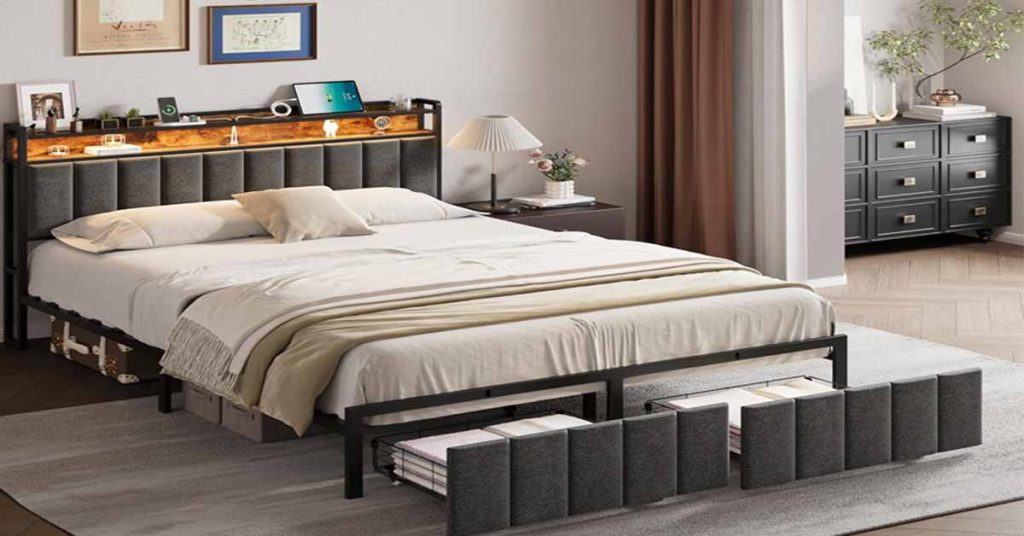 bed frame queen wood