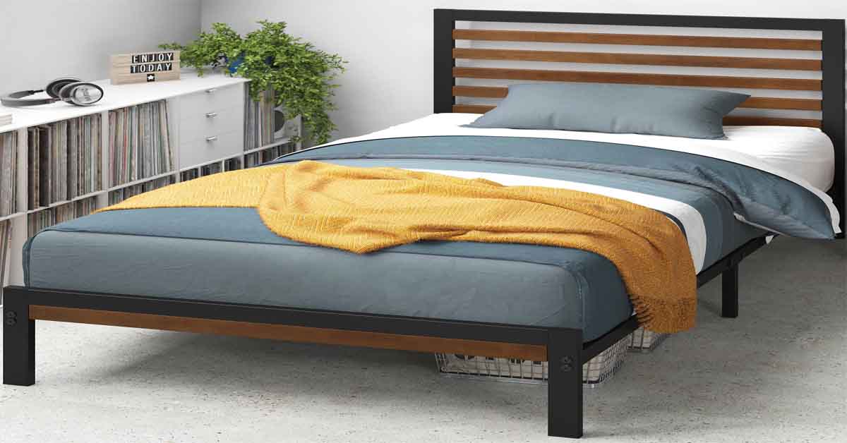 Zinus Paul Metal And Bamboo Platform Bed Frame