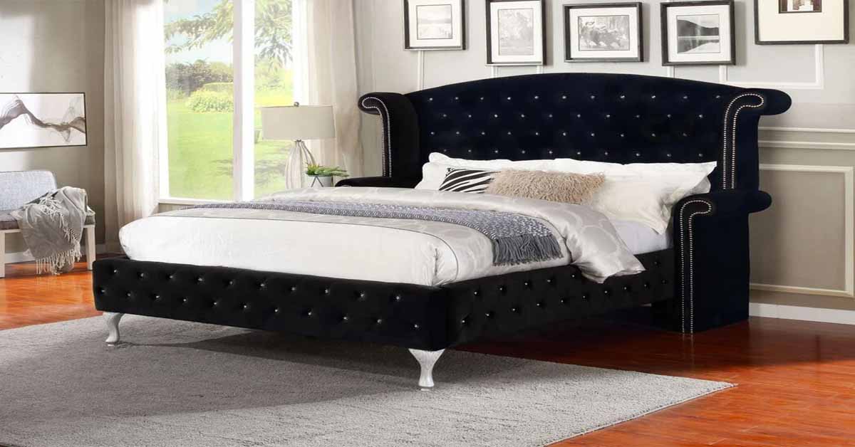 black bed frame with diamonds